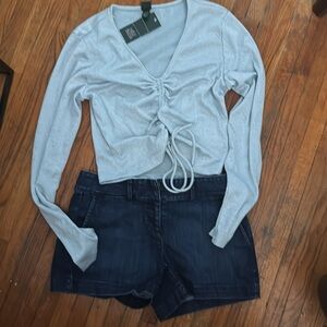 NWT Wild Fable drawstring cropped top BR